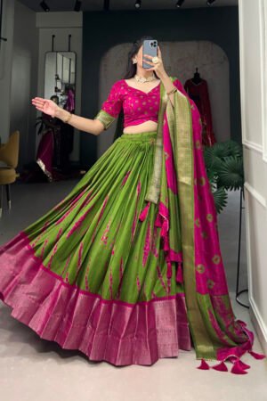 Shibori Print Dola Silk Lehenga