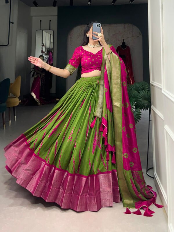 Shibori Print Dola Silk Lehenga