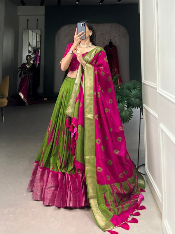 Shibori Print Dola Silk Lehenga