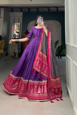 Tusser Silk Printed Gown