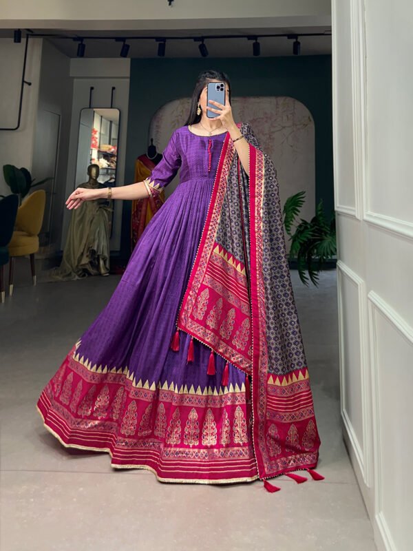 Tusser Silk Printed Gown
