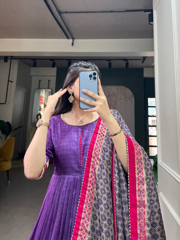 Tusser Silk Printed Gown