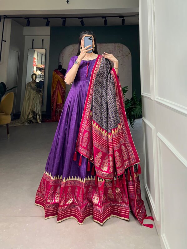 Tusser Silk Printed Gown