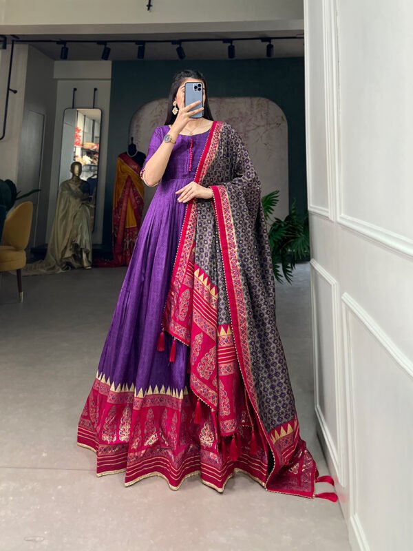 Tusser Silk Printed Gown