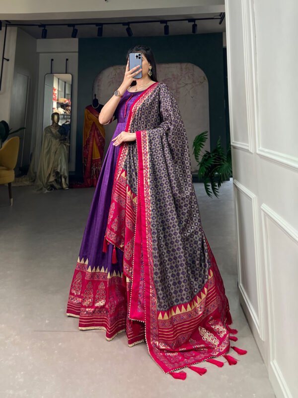 Tusser Silk Printed Gown