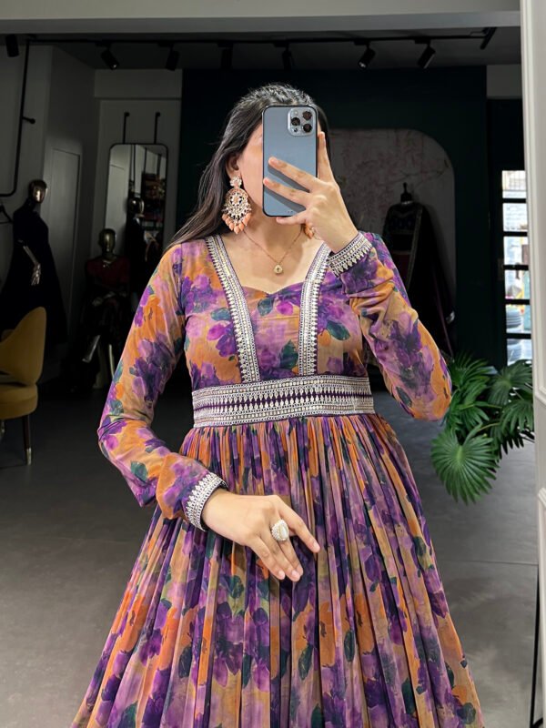 Floral Printed Georgette Gown