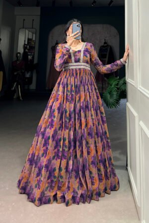 Floral Printed Georgette Gown