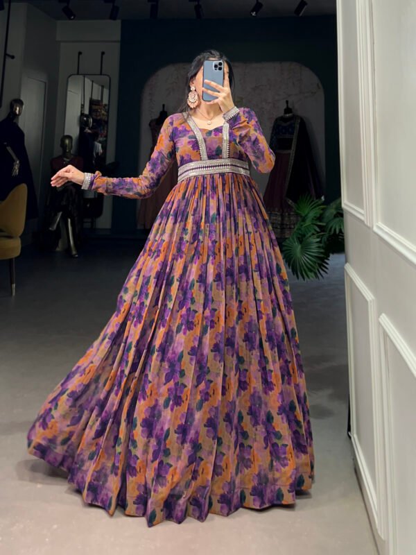 Floral Printed Georgette Gown