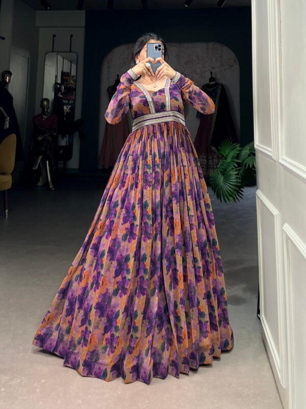 Floral Printed Georgette Gown