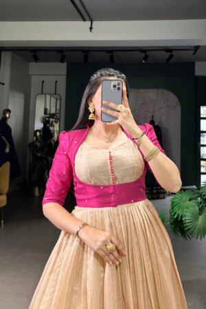 Silk Gown with Embroidered Jacket
