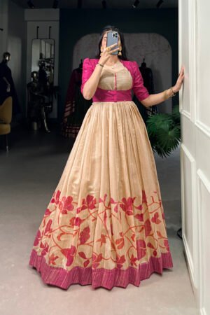 Silk Gown with Embroidered Jacket