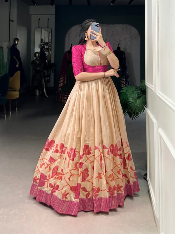 Silk Gown with Embroidered Jacket