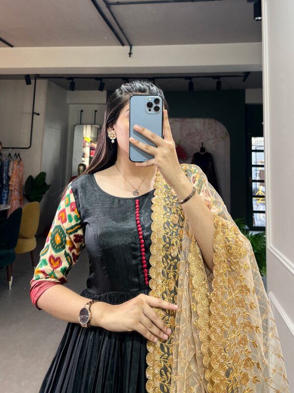 Printed Dola Silk Gown