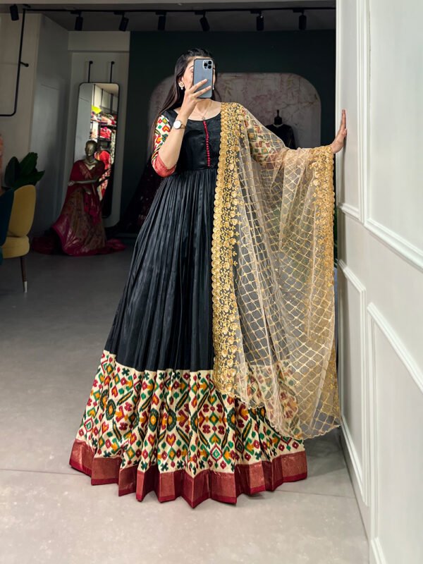 Printed Dola Silk Gown