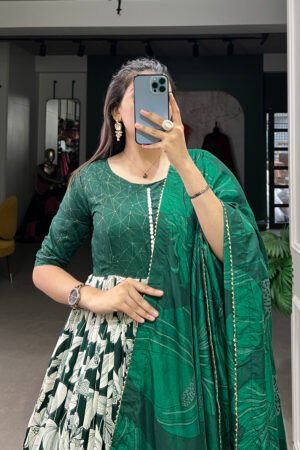 Tussar Silk Printed Gown
