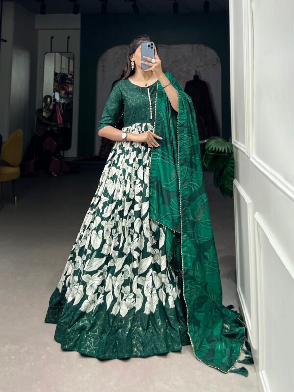Tussar Silk Printed Gown