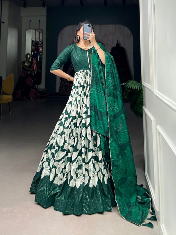 Tussar Silk Printed Gown