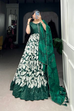 Tussar Silk Printed Gown