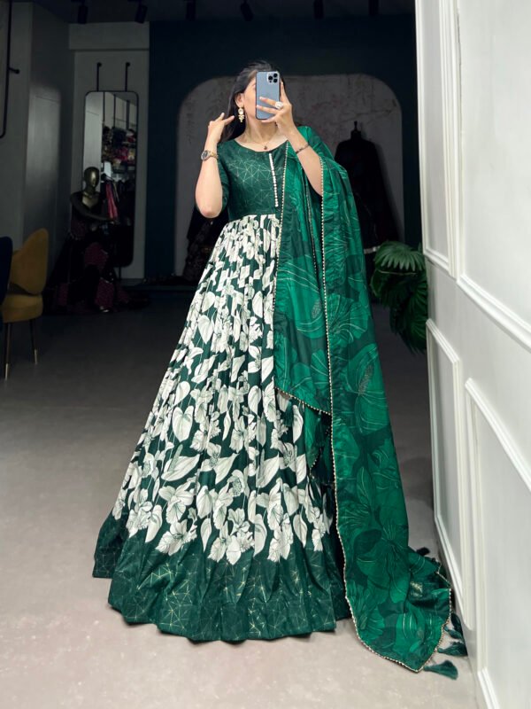 Tussar Silk Printed Gown