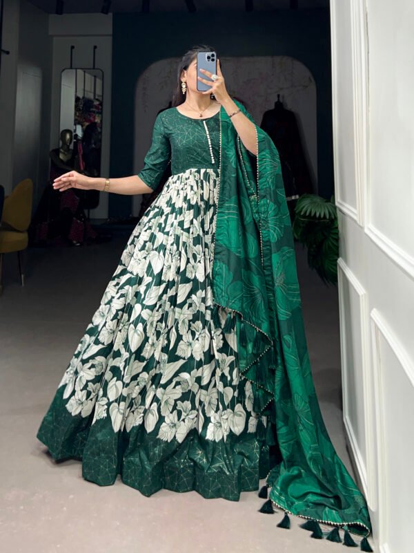 Tussar Silk Printed Gown